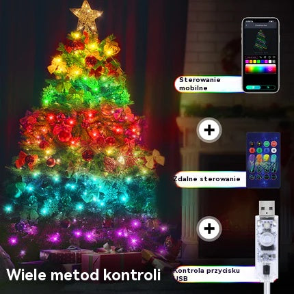 Lampki choinkowe LED RGBIC – Bluetooth z pilotem na Boże Narodzenie, wesela i imprezy (5–20 m)